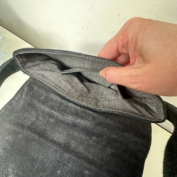 Cab Blanche Shell Canteen Black Suede Rainbow Clamshell Fold Crossbody Purse - Picture 12 of 16